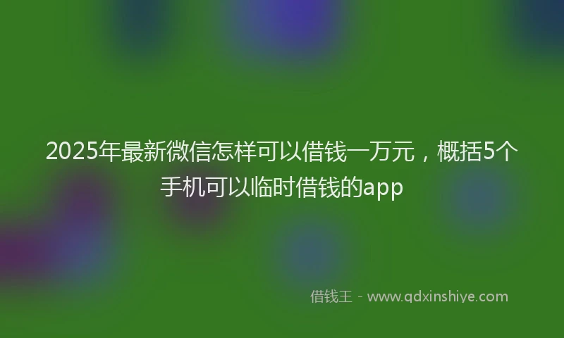 2025年最新微信怎样可以借钱一万元，概括5个手机可以临时借钱的app