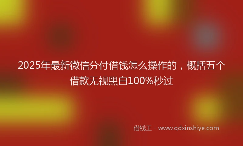 2025年最新微信分付借钱怎么操作的，概括五个借款无视黑白100%秒过