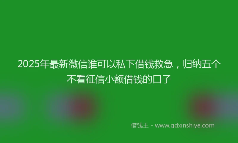 2025年最新微信谁可以私下借钱救急，归纳五个不看征信小额借钱的口子