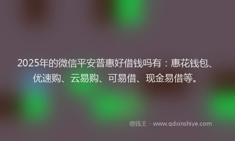 2025年的微信平安普惠好借钱吗有：惠花钱包、优速购、云易购、可易借、现金易借等。