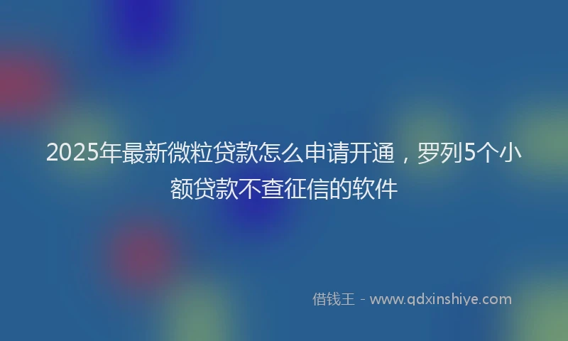 2025年最新微粒贷款怎么申请开通，罗列5个小额贷款不查征信的软件