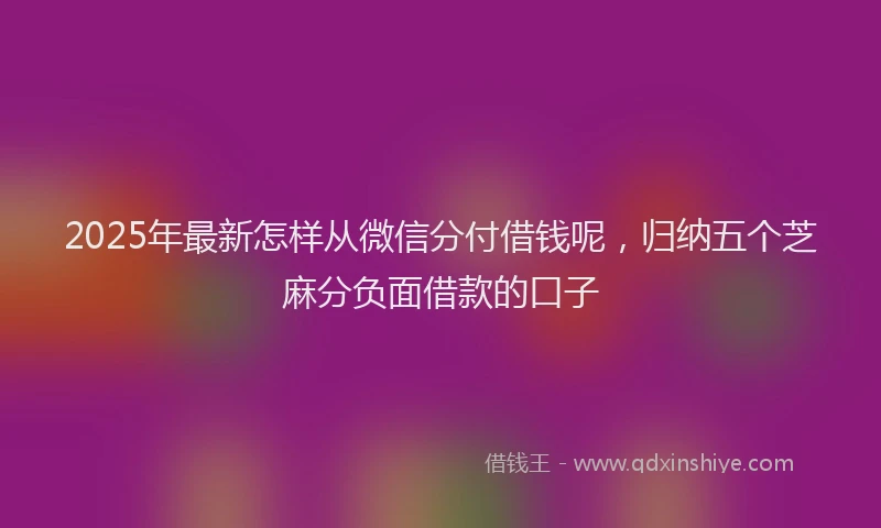 2025年最新怎样从微信分付借钱呢，归纳五个芝麻分负面借款的口子