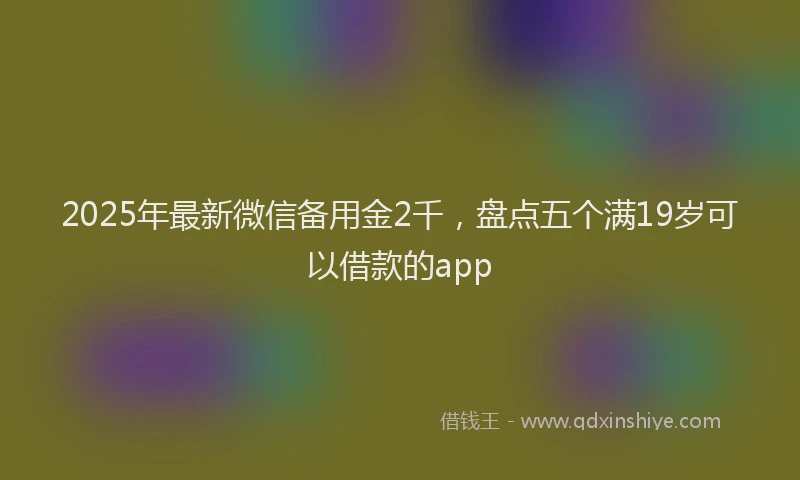2025年最新微信备用金2千，盘点五个满19岁可以借款的app