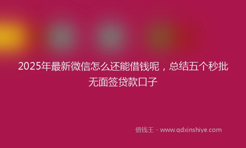 2025年最新微信怎么还能借钱呢，总结五个秒批无面签贷款口子