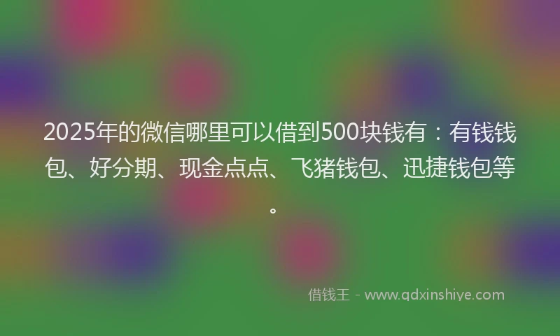 2025年的微信哪里可以借到500块钱有：有钱钱包、好分期、现金点点、飞猪钱包、迅捷钱包等。