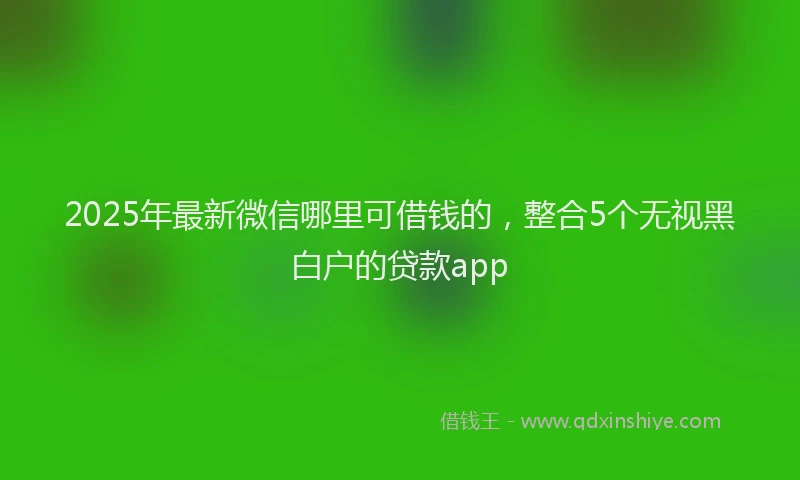 2025年最新微信哪里可借钱的，整合5个无视黑白户的贷款app