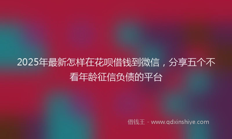 2025年最新怎样在花呗借钱到微信，分享五个不看年龄征信负债的平台