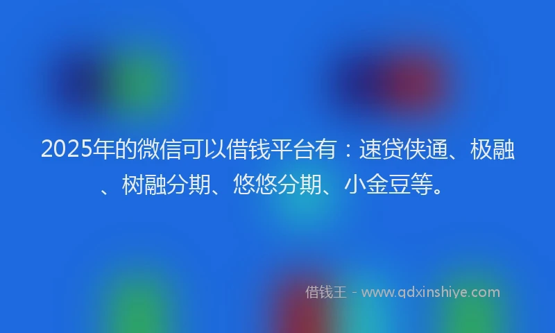 2025年的微信可以借钱平台有：速贷侠通、极融、树融分期、悠悠分期、小金豆等。