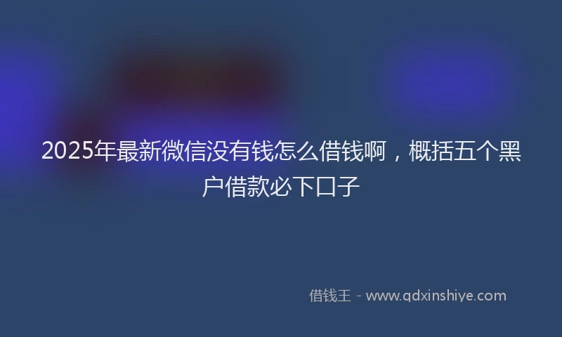 2025年最新微信没有钱怎么借钱啊，概括五个黑户借款必下口子