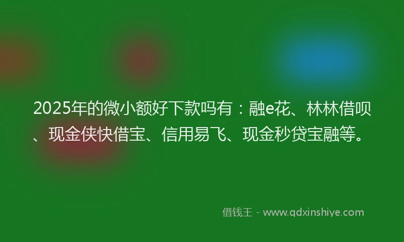 2025年的微小额好下款吗有：融e花、林林借呗、现金侠快借宝、信用易飞、现金秒贷宝融等。