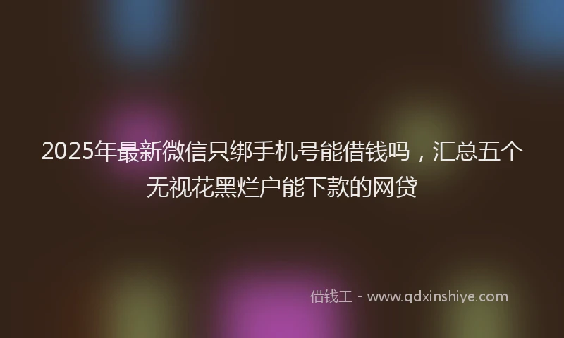 2025年最新微信只绑手机号能借钱吗，汇总五个无视花黑烂户能下款的网贷