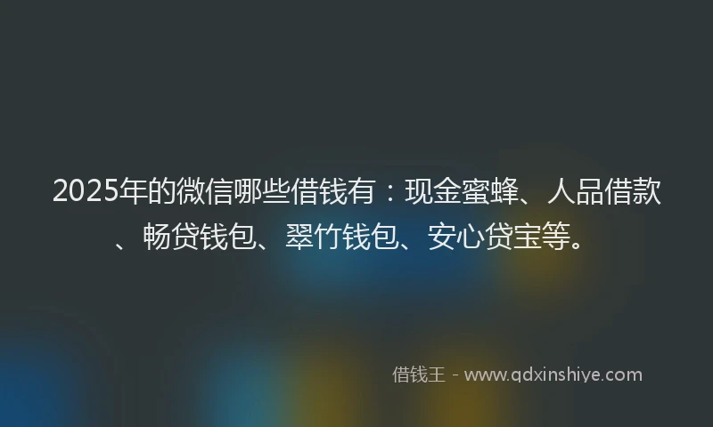 2025年的微信哪些借钱有：现金蜜蜂、人品借款、畅贷钱包、翠竹钱包、安心贷宝等。