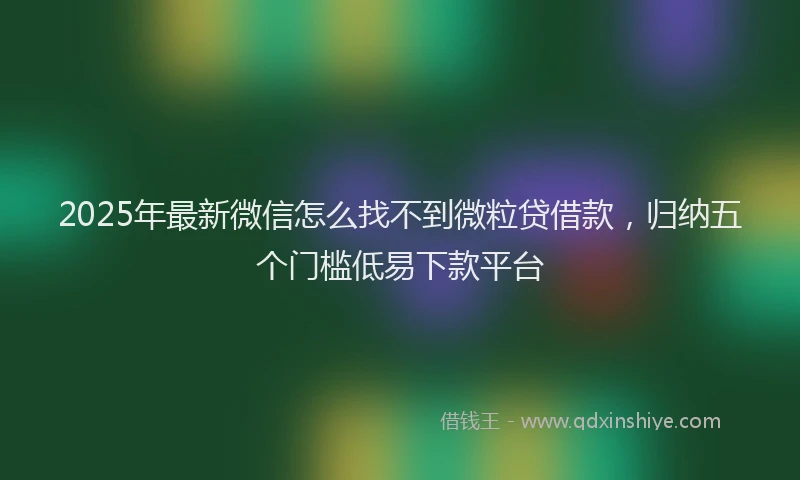 2025年最新微信怎么找不到微粒贷借款，归纳五个门槛低易下款平台