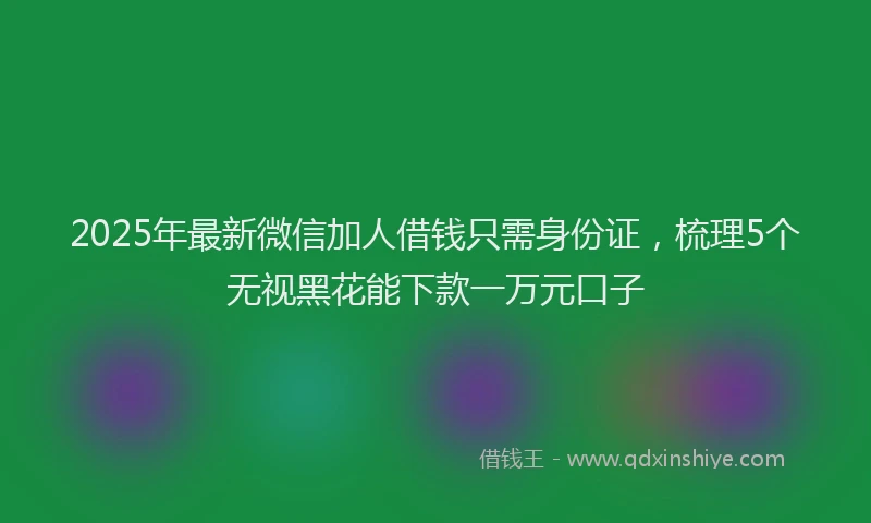 2025年最新微信加人借钱只需身份证，梳理5个无视黑花能下款一万元口子