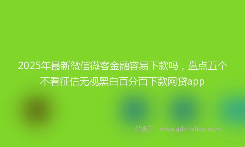 2025年最新微信微客金融容易下款吗，盘点五个不看征信无视黑白百分百下款网贷app