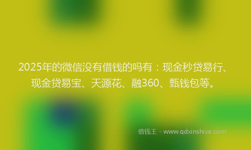 2025年的微信没有借钱的吗有：现金秒贷易行、现金贷易宝、天源花、融360、甄钱包等。