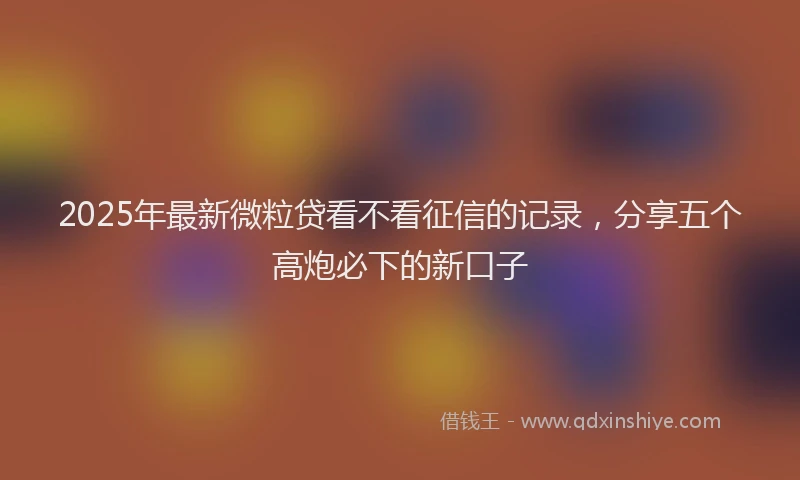 2025年最新微粒贷看不看征信的记录，分享五个高炮必下的新口子