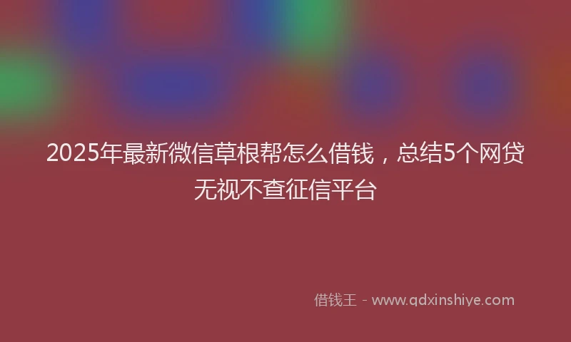 2025年最新微信草根帮怎么借钱，总结5个网贷无视不查征信平台
