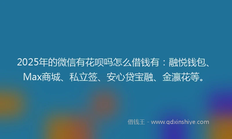 2025年的微信有花呗吗怎么借钱有：融悦钱包、Max商城、私立签、安心贷宝融、金瀛花等。