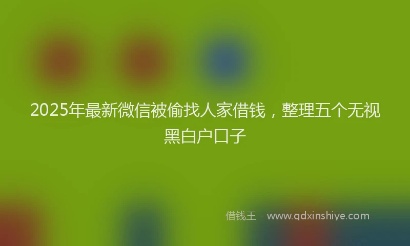 2025年最新微信被偷找人家借钱，整理五个无视黑白户口子