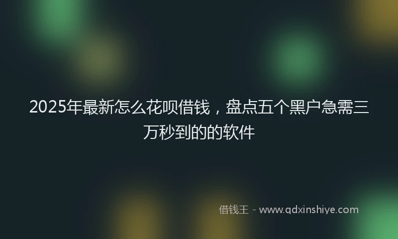 2025年最新怎么花呗借钱，盘点五个黑户急需三万秒到的的软件