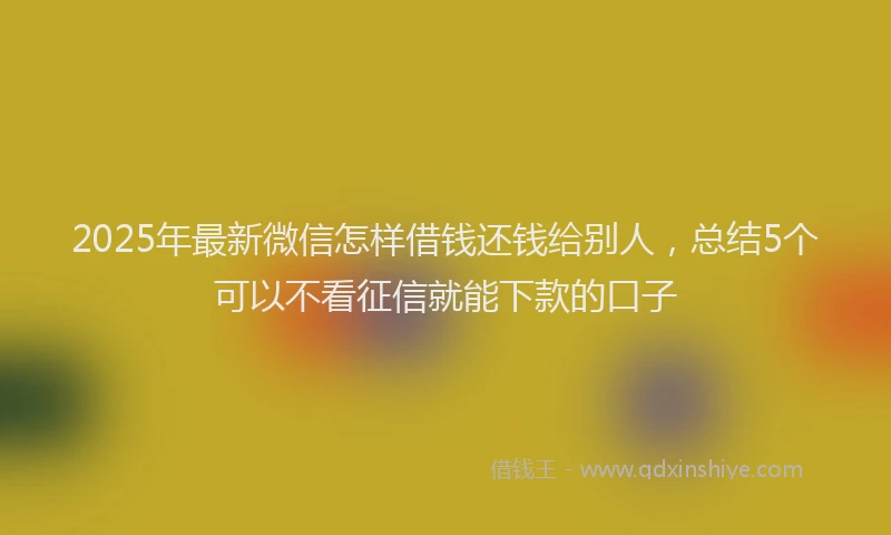 2025年最新微信怎样借钱还钱给别人，总结5个可以不看征信就能下款的口子