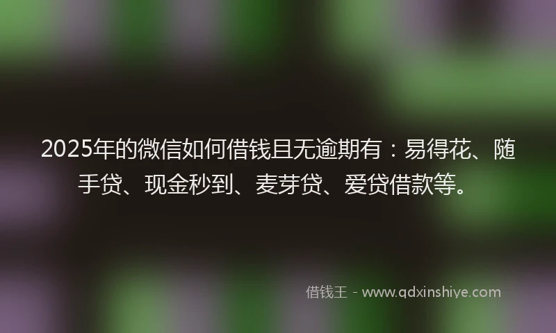2025年的微信如何借钱且无逾期有：易得花、随手贷、现金秒到、麦芽贷、爱贷借款等。