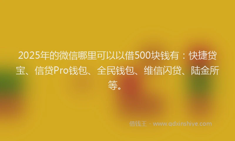2025年的微信哪里可以以借500块钱有：快捷贷宝、信贷Pro钱包、全民钱包、维信闪贷、陆金所等。