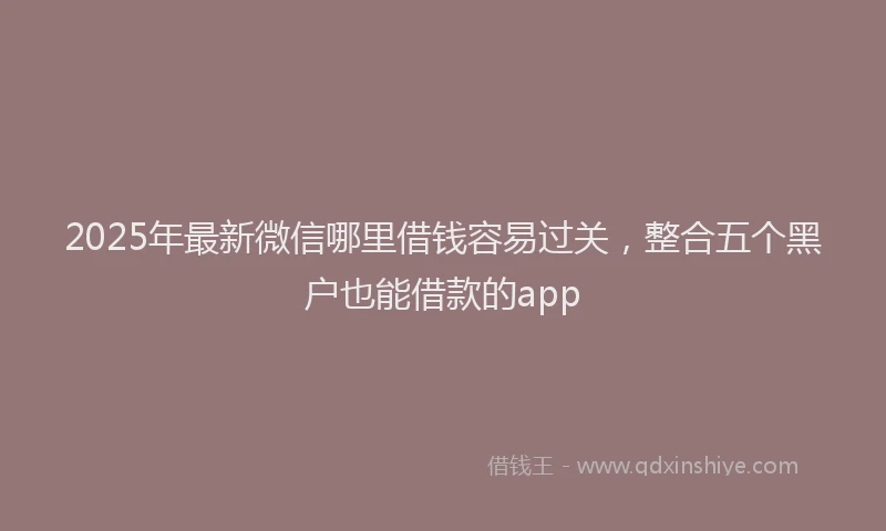 2025年最新微信哪里借钱容易过关，整合五个黑户也能借款的app