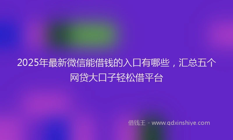 2025年最新微信能借钱的入口有哪些，汇总五个网贷大口子轻松借平台