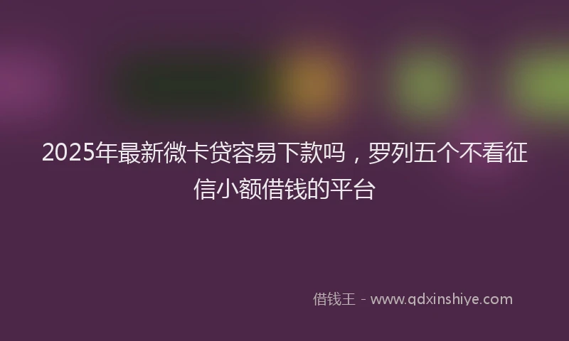 2025年最新微卡贷容易下款吗，罗列五个不看征信小额借钱的平台
