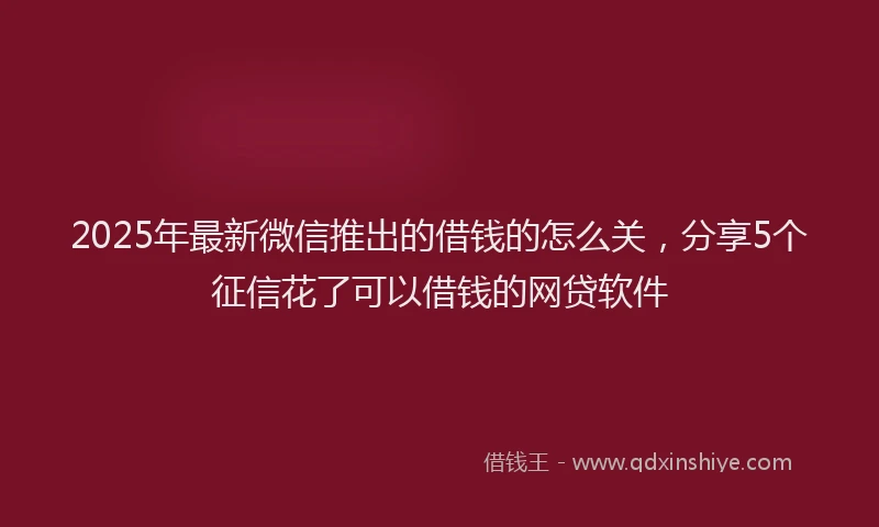 2025年最新微信推出的借钱的怎么关，分享5个征信花了可以借钱的网贷软件
