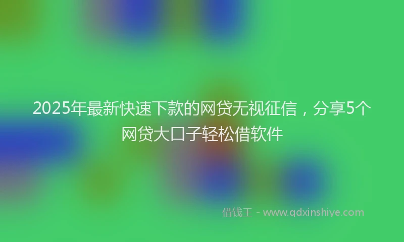 2025年最新快速下款的网贷无视征信，分享5个网贷大口子轻松借软件