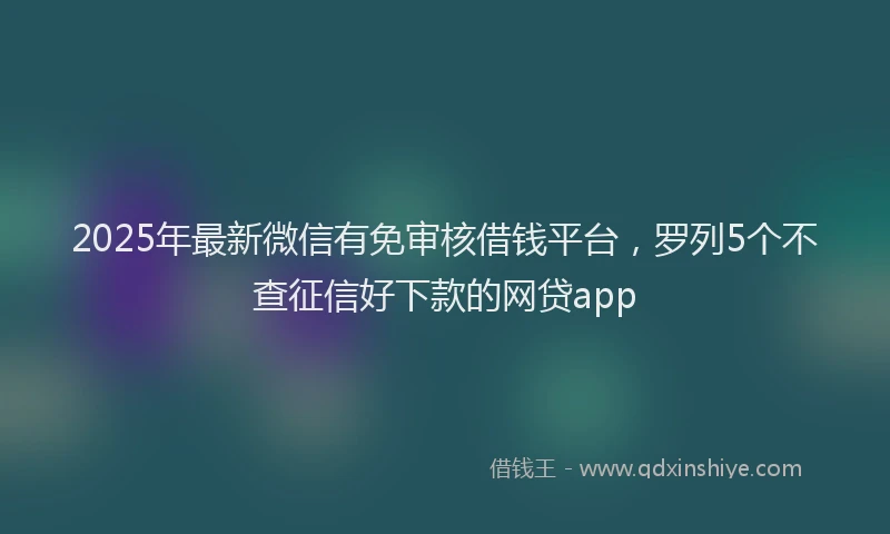 2025年最新微信有免审核借钱平台，罗列5个不查征信好下款的网贷app