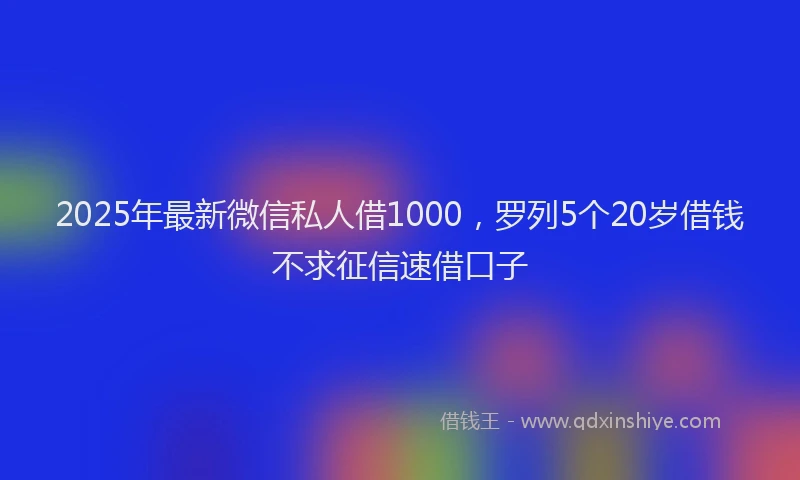 2025年最新微信私人借1000，罗列5个20岁借钱不求征信速借口子