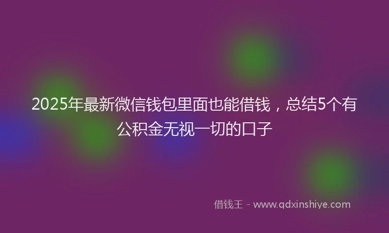 2025年最新微信钱包里面也能借钱，总结5个有公积金无视一切的口子