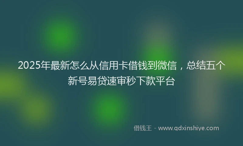 2025年最新怎么从信用卡借钱到微信，总结五个新号易贷速审秒下款平台