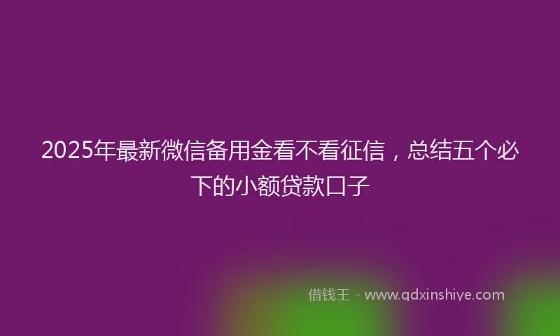 2025年最新微信备用金看不看征信，总结五个必下的小额贷款口子