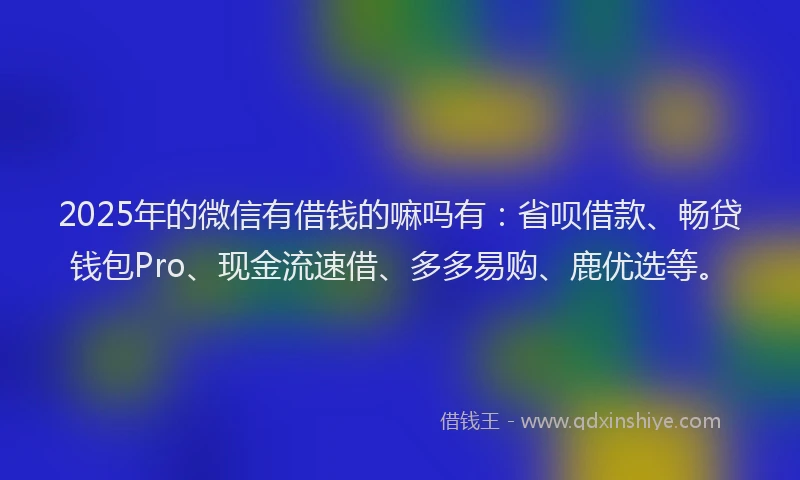 2025年的微信有借钱的嘛吗有：省呗借款、畅贷钱包Pro、现金流速借、多多易购、鹿优选等。