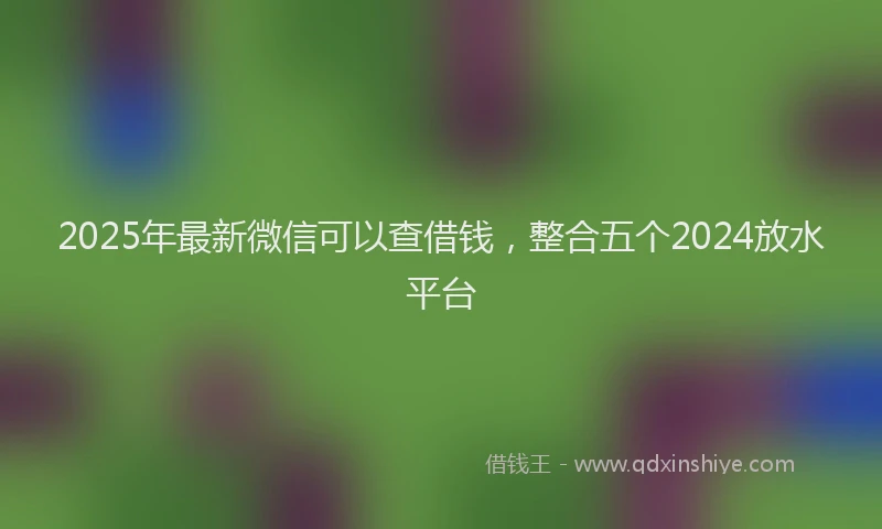 2025年最新微信可以查借钱，整合五个2024放水平台