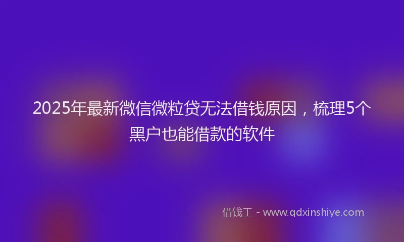 2025年最新微信微粒贷无法借钱原因，梳理5个黑户也能借款的软件
