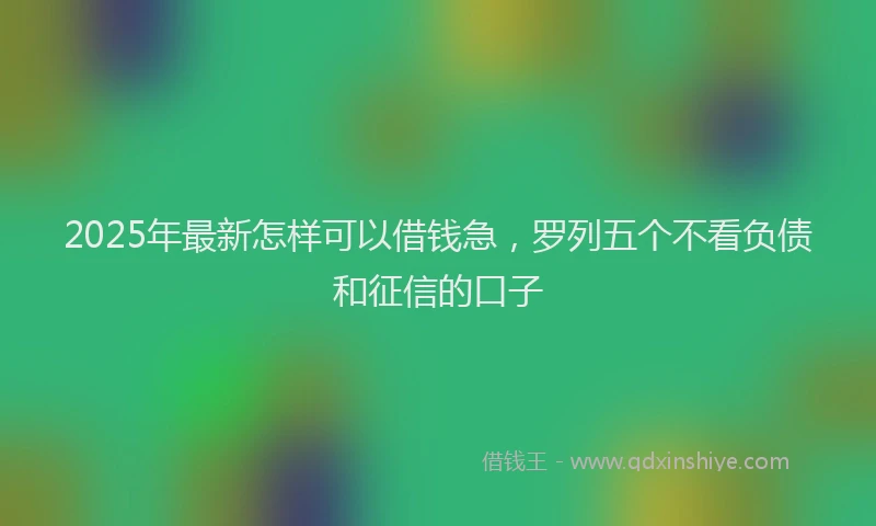 2025年最新怎样可以借钱急，罗列五个不看负债和征信的口子