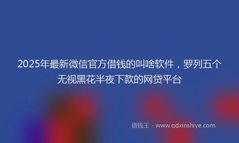 2025年最新微信官方借钱的叫啥软件，罗列五个无视黑花半夜下款的网贷平台