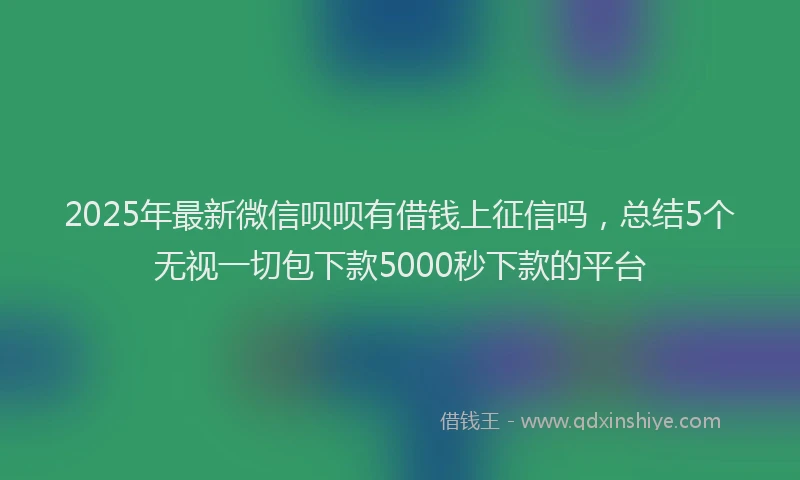2025年最新微信呗呗有借钱上征信吗，总结5个无视一切包下款5000秒下款的平台