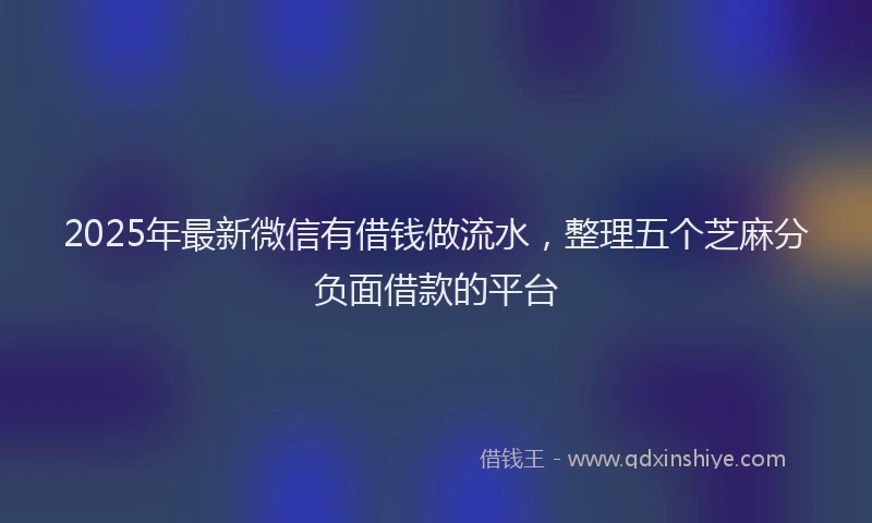 2025年最新微信有借钱做流水，整理五个芝麻分负面借款的平台