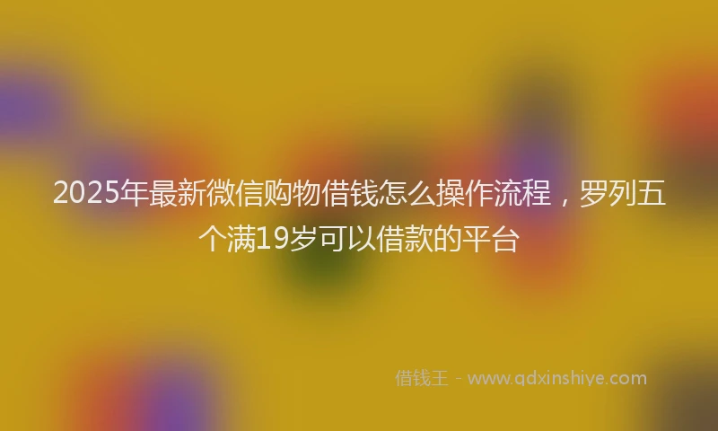 2025年最新微信购物借钱怎么操作流程，罗列五个满19岁可以借款的平台