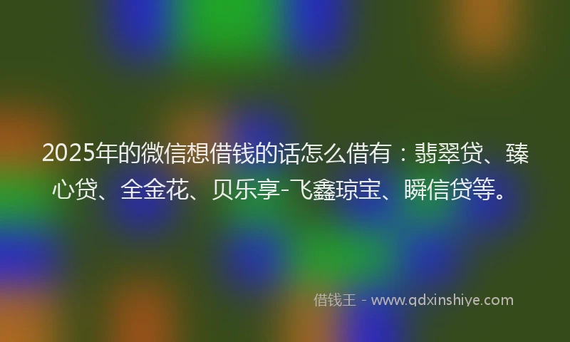 2025年的微信想借钱的话怎么借有：翡翠贷、臻心贷、全金花、贝乐享-飞鑫琼宝、瞬信贷等。