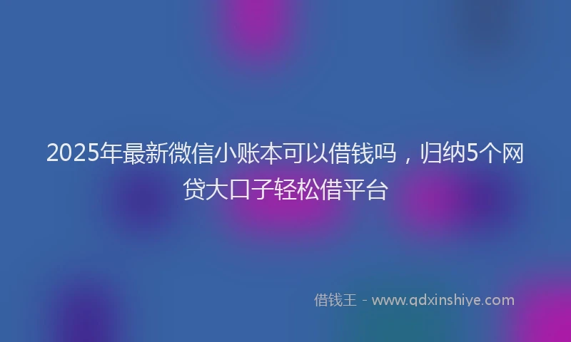 2025年最新微信小账本可以借钱吗，归纳5个网贷大口子轻松借平台