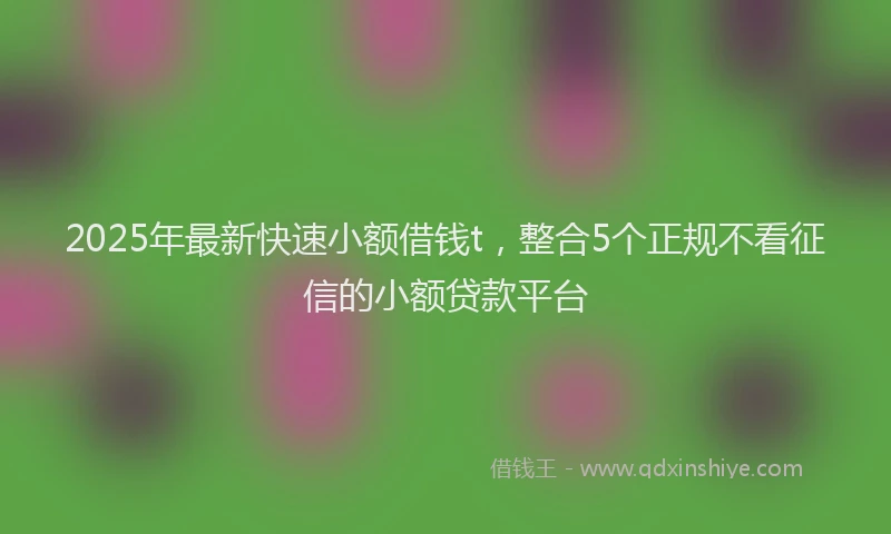 2025年最新快速小额借钱t，整合5个正规不看征信的小额贷款平台