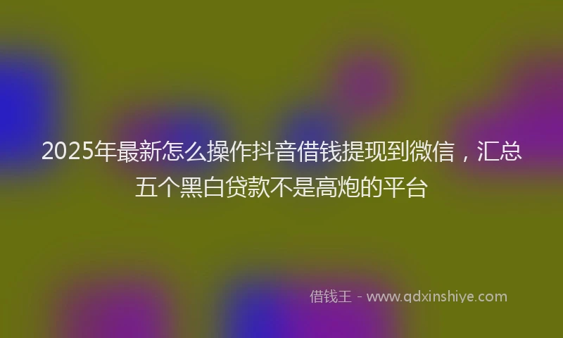 2025年最新怎么操作抖音借钱提现到微信，汇总五个黑白贷款不是高炮的平台